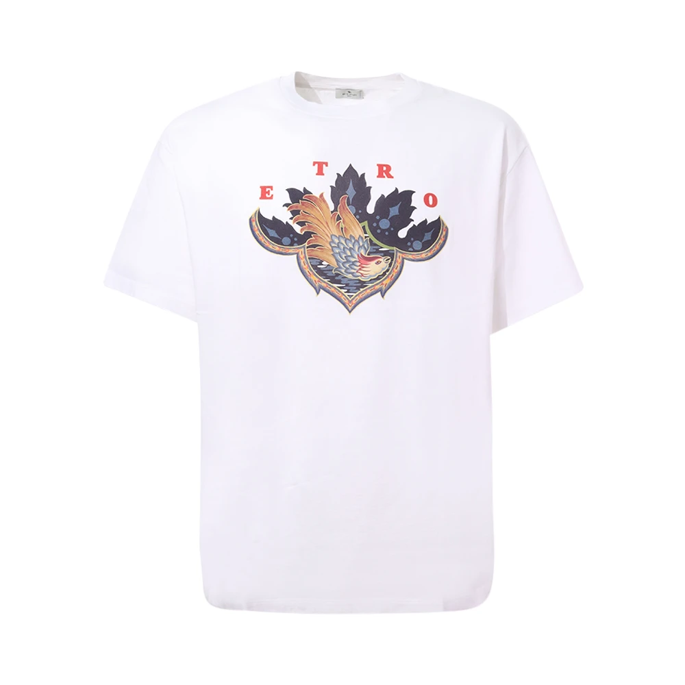 ETRO Wit Crew-neck T-shirt met Print White Heren
