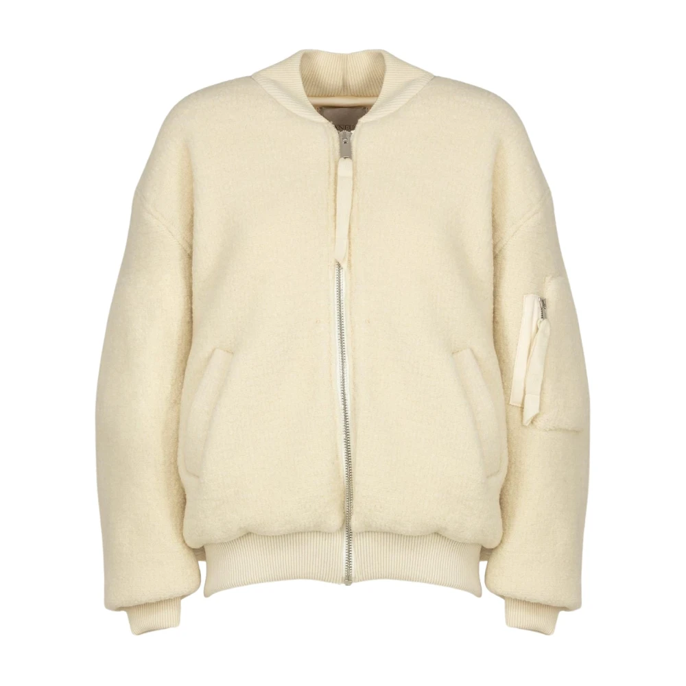 Laneus Boucle Zip Bomberjacka Beige, Dam