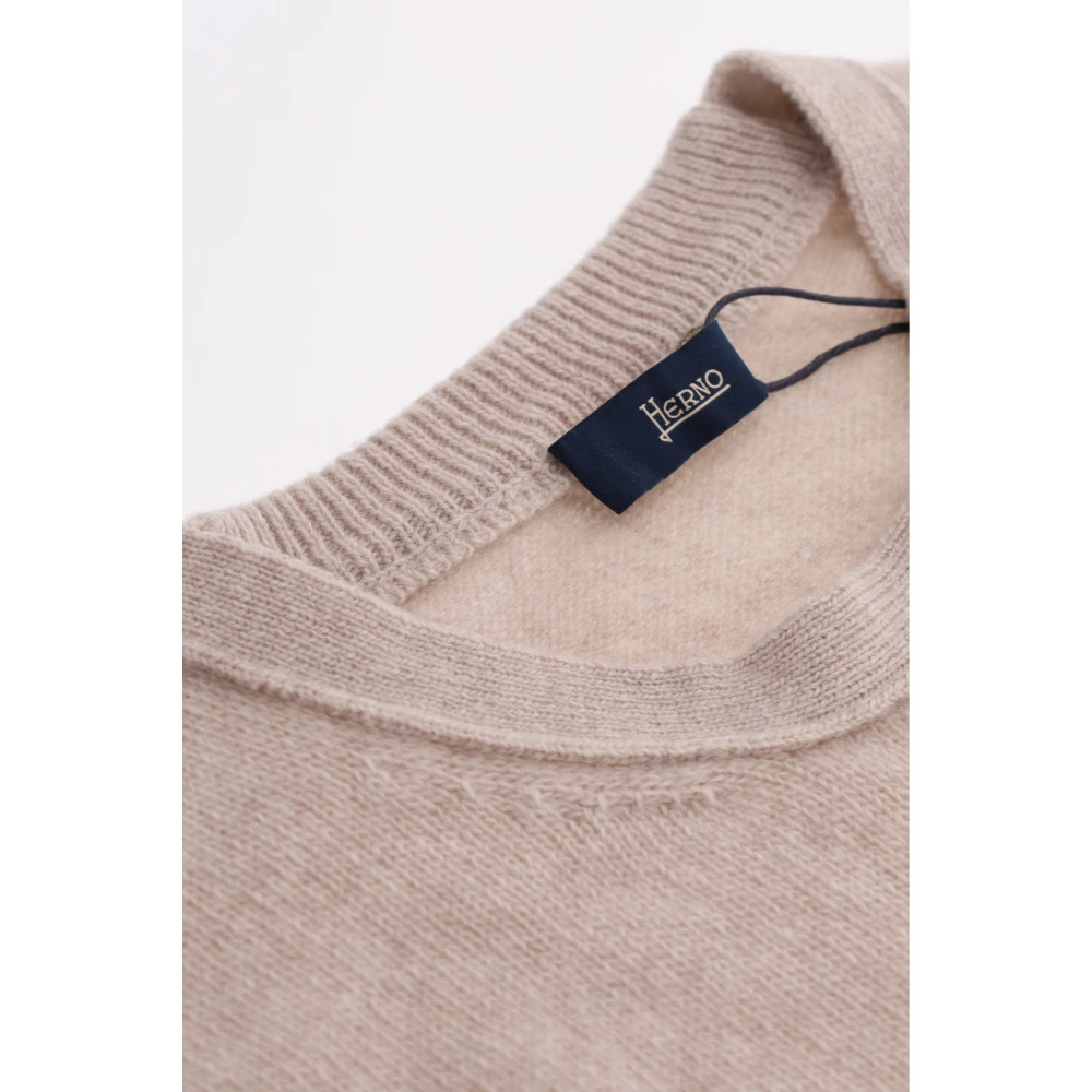 Herno Wol Trui met Ronde Hals Beige Heren
