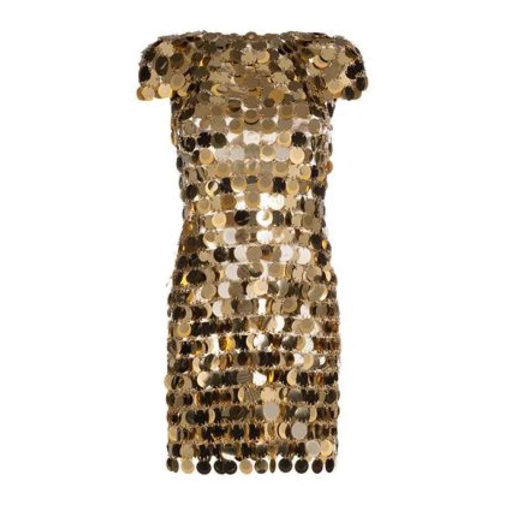 Rabanne Women's Golden Chainmail Short Flap Sleeve Dress