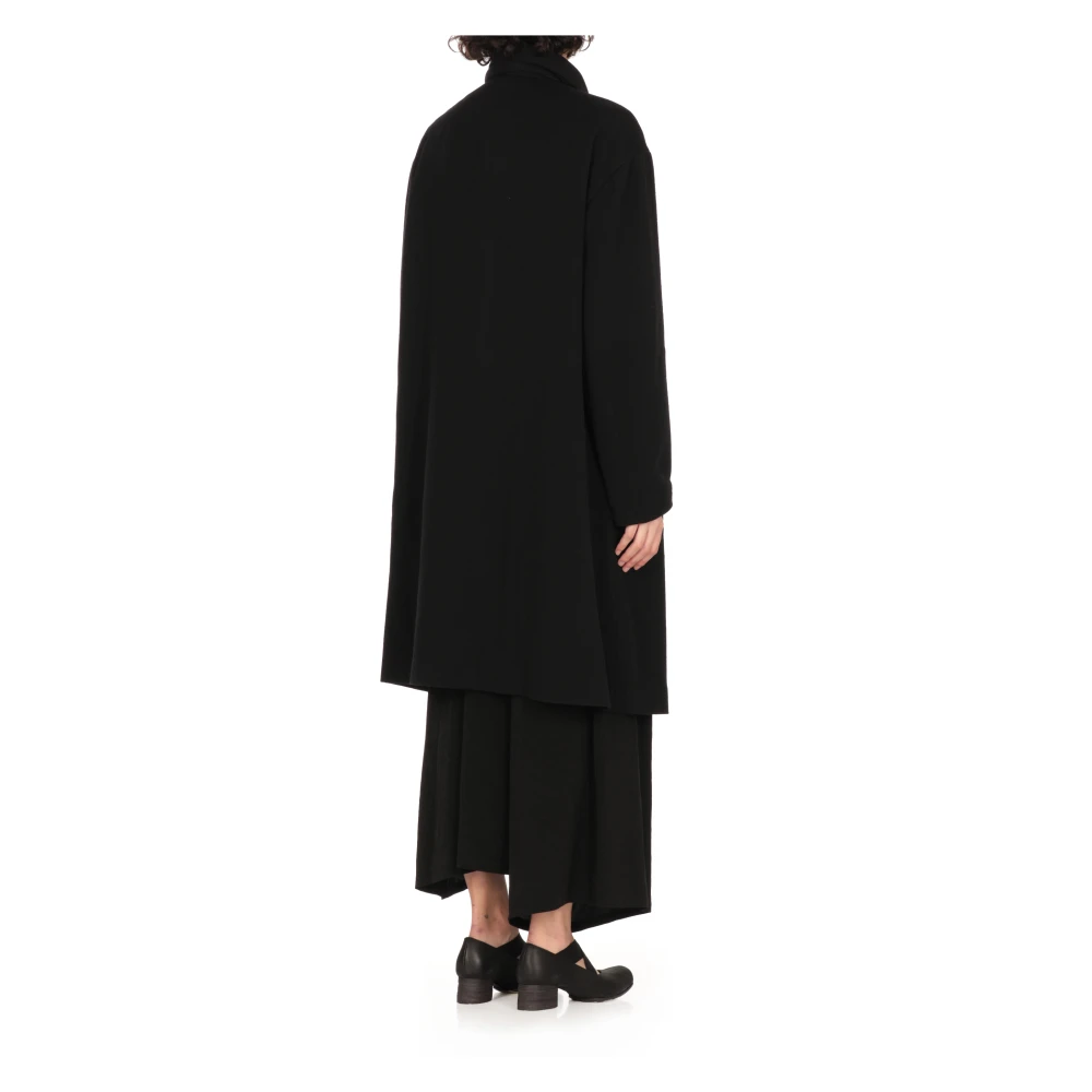 Y-3 Zwarte wollen jas met sjaal Black Dames