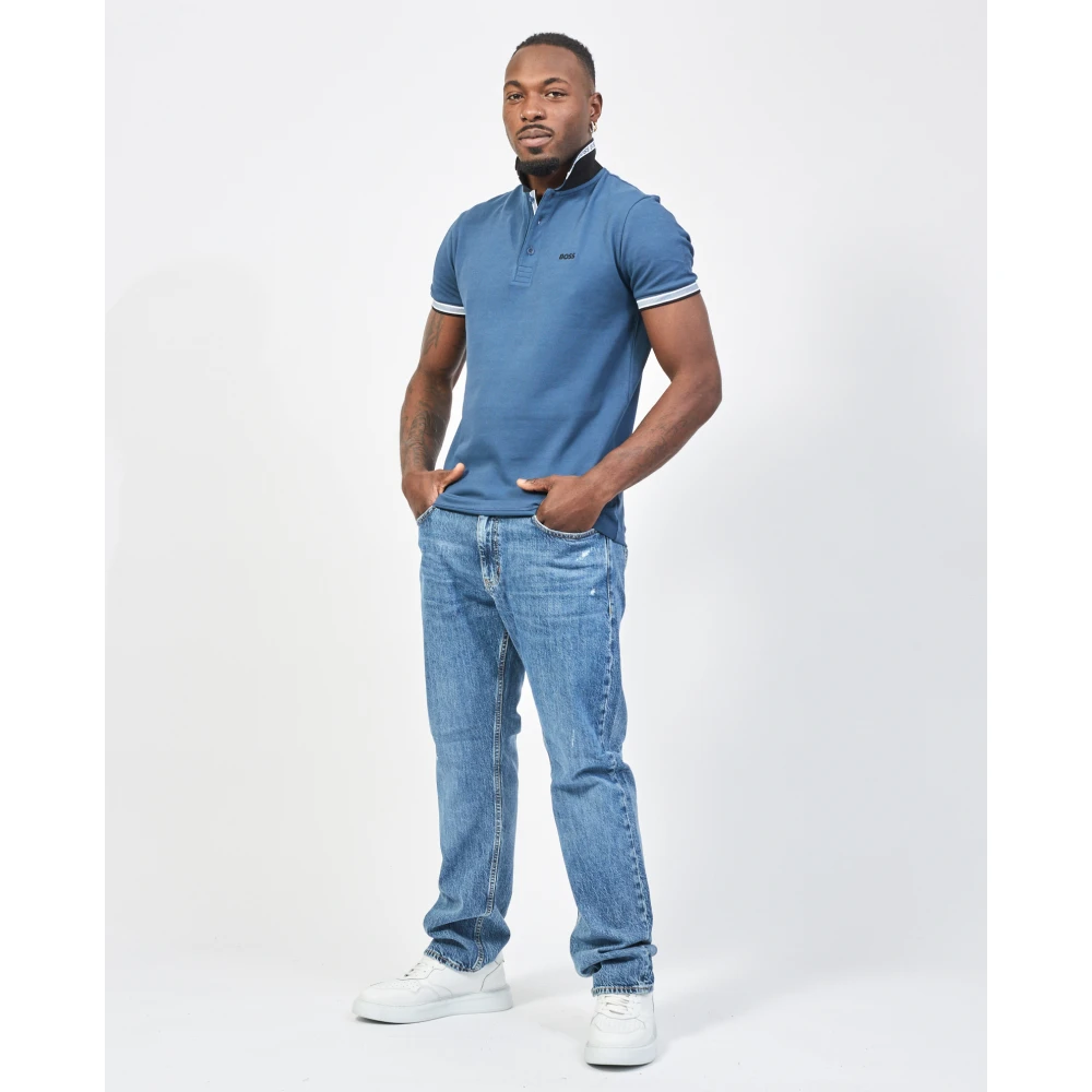 Hugo Boss Blauw Poloshirt met Contrastdetails Blue Heren