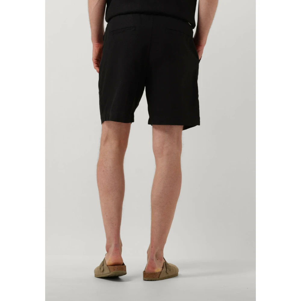 Woodbird Zwarte Linnen Shorts voor Zomer Black Heren