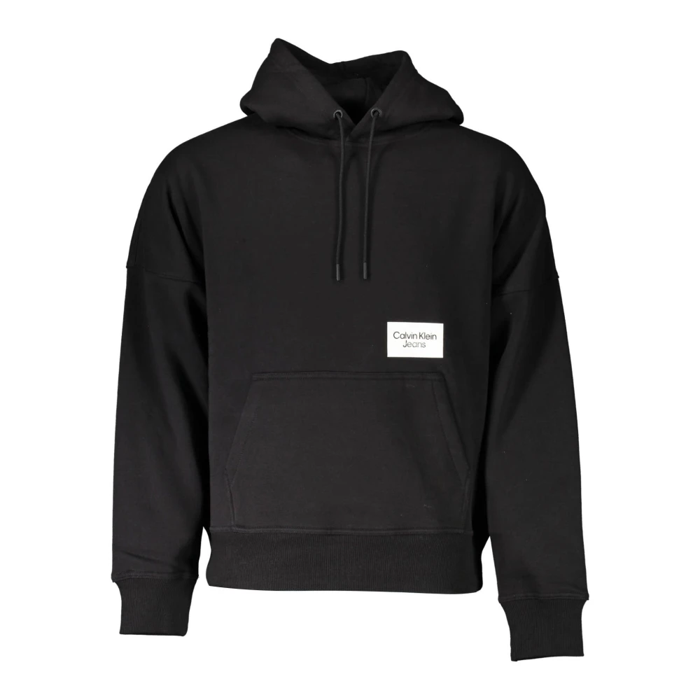 Calvin Klein Men's Black Hooded Sweatshirt With Central Pocket