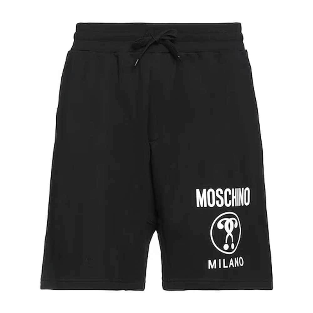 Moschino Katoenen shorts met logodetail Black Heren