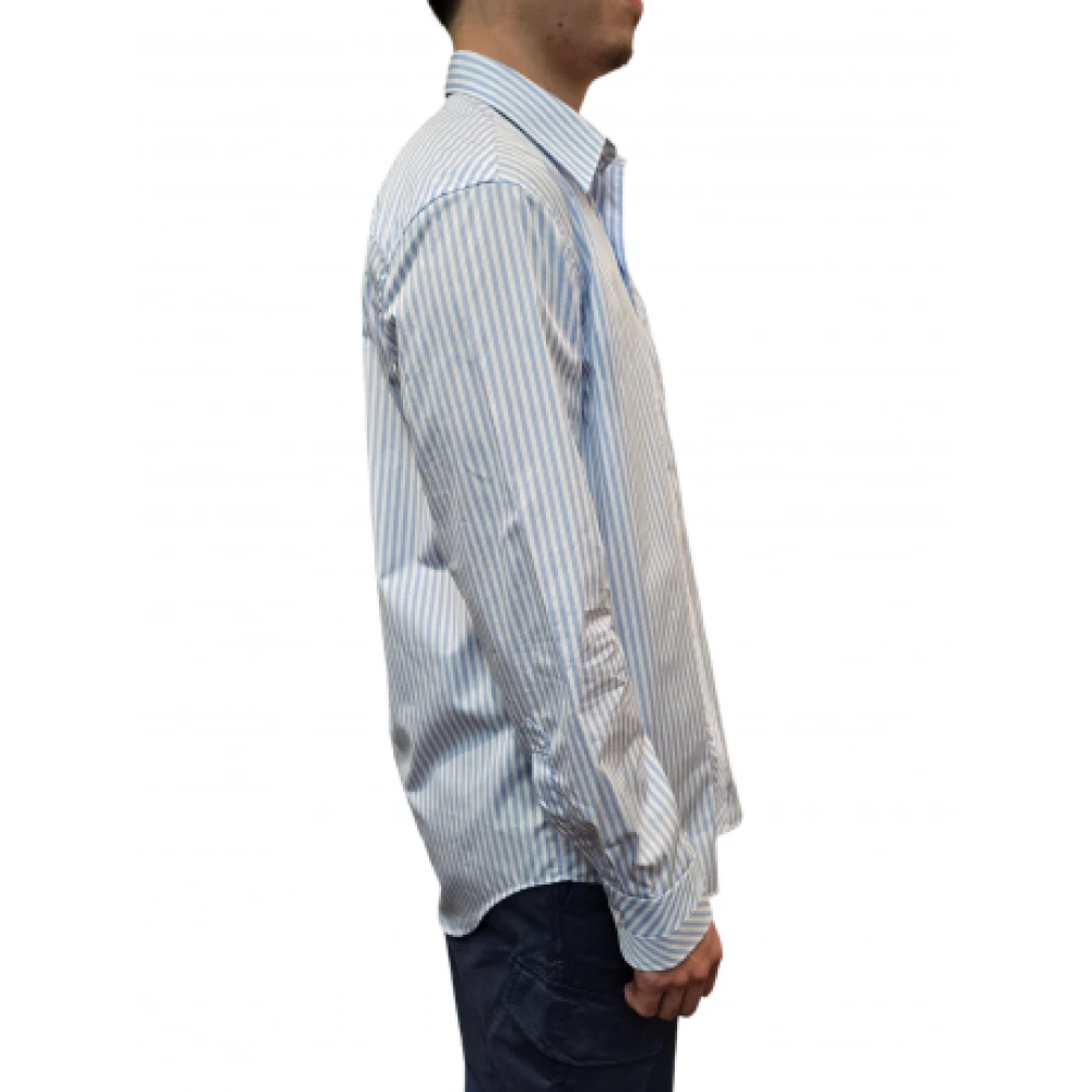 Paul Smith Blauw en wit gestreept katoenen overhemd Blue Heren