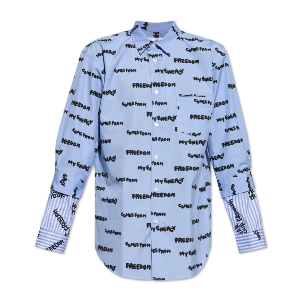 Comme des Garçons Shirt met logo Blue Heren