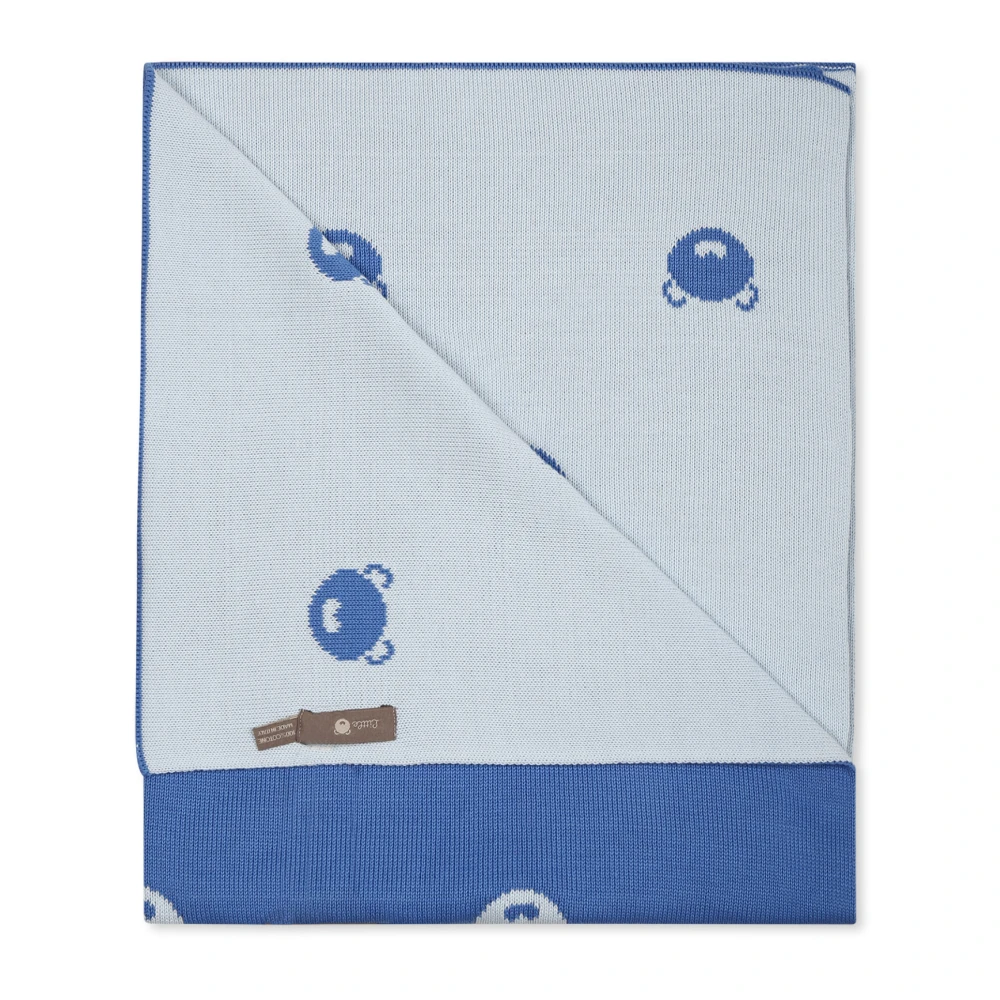 Little Bear Blauw Katoenen Deken met Berenpatroon Blue Unisex
