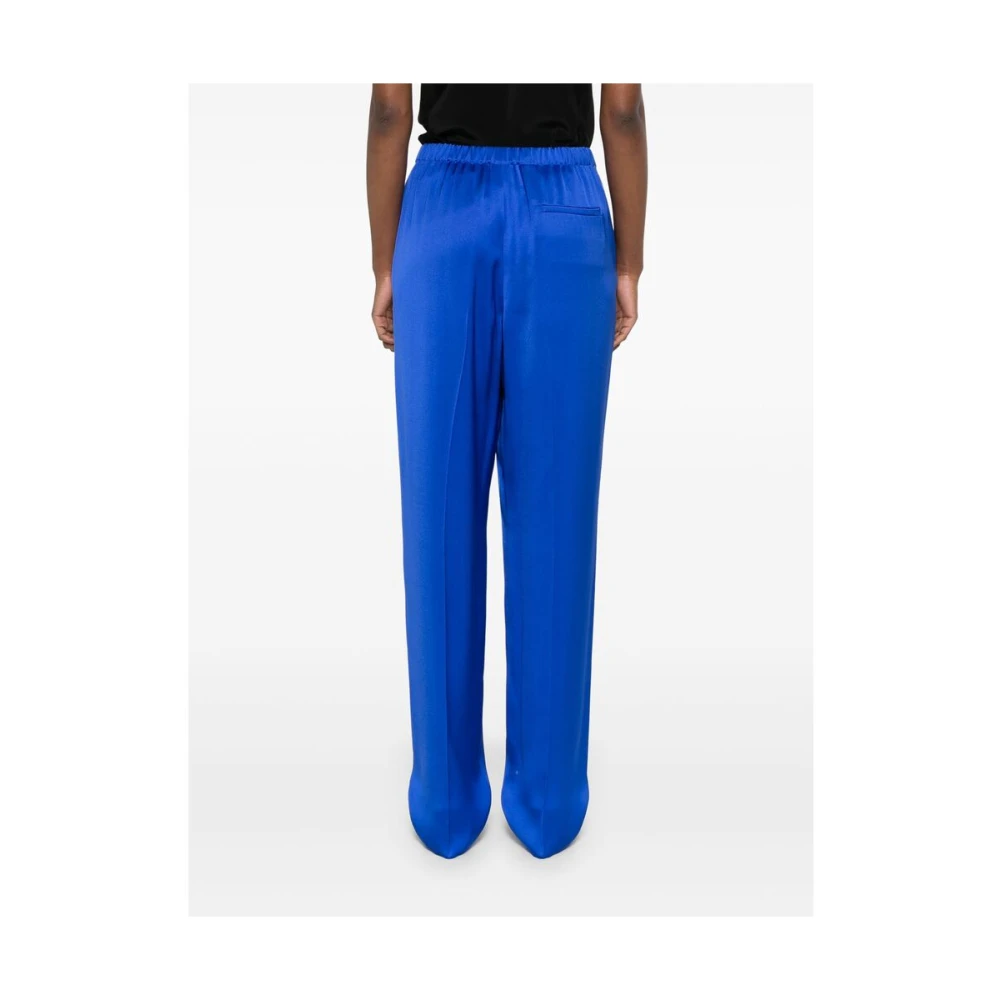 Giorgio Armani Koningsblauwe Zijden Satijnen Broek Blue Dames