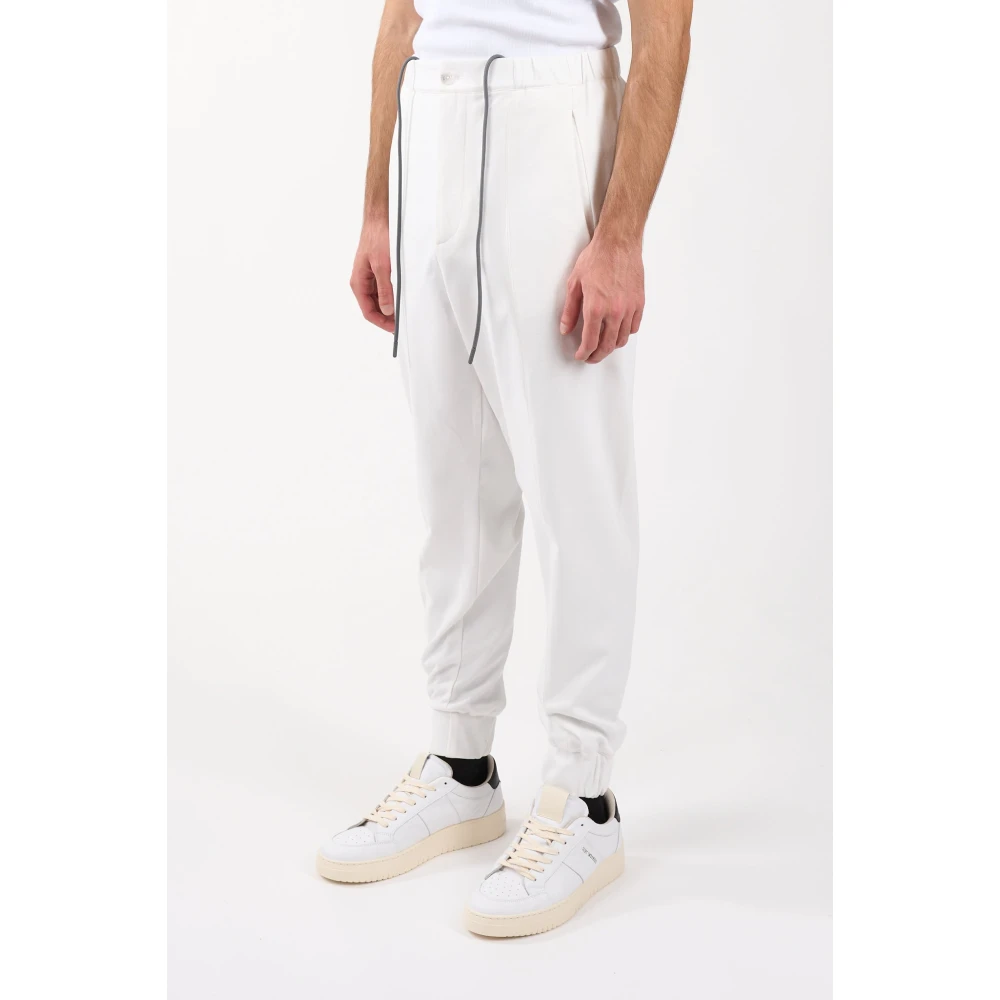 Hevo Jersey broek met knoop en rits White Heren