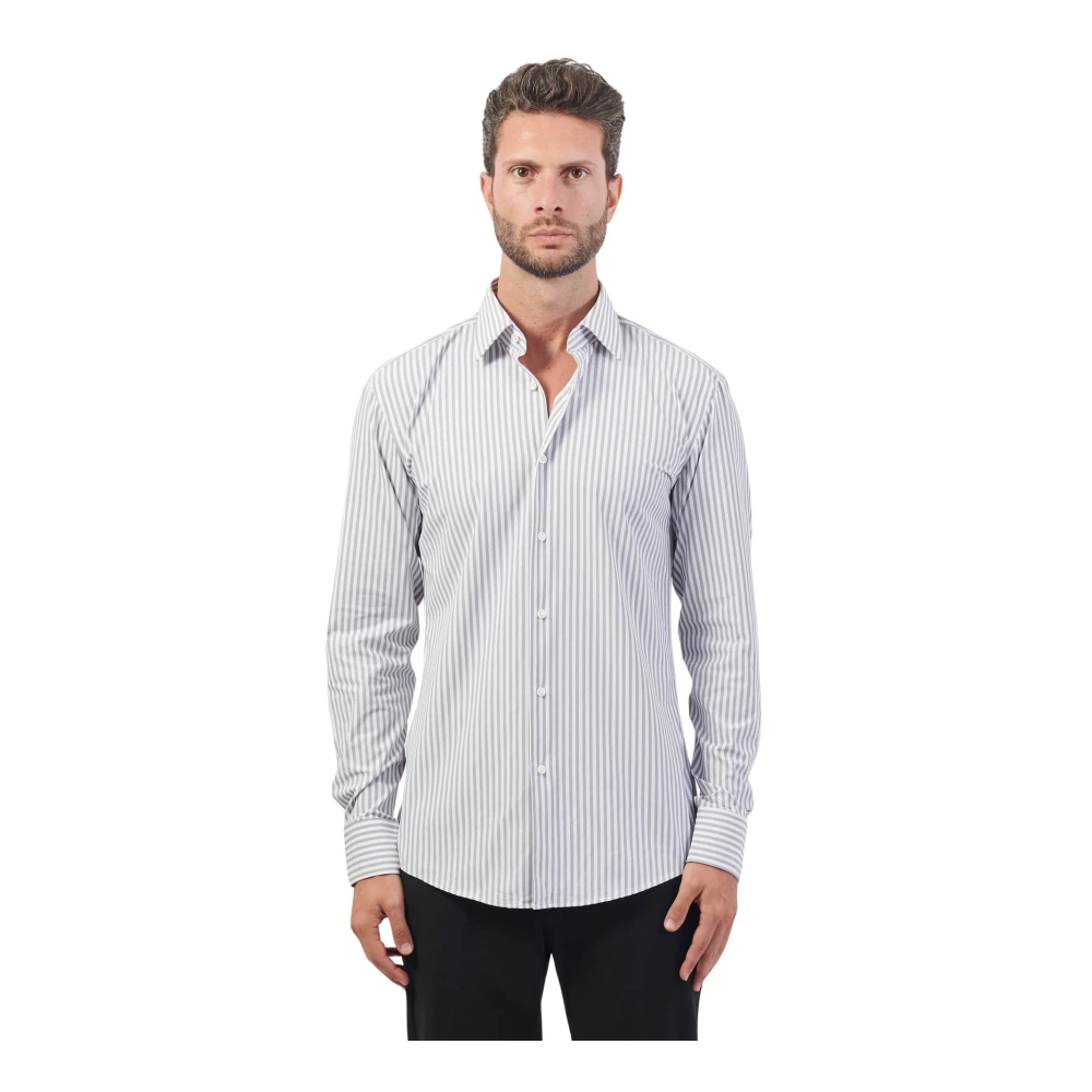 Boss Verticaal Gestreept Overhemd Gray Heren