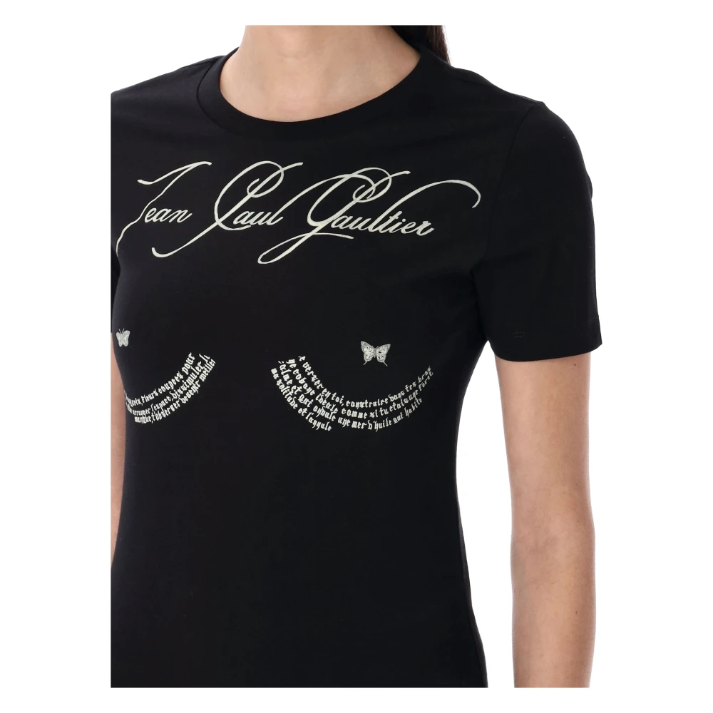 Jean Paul Gaultier Zwart Grafisch Print Slim Fit T-Shirt Black Dames