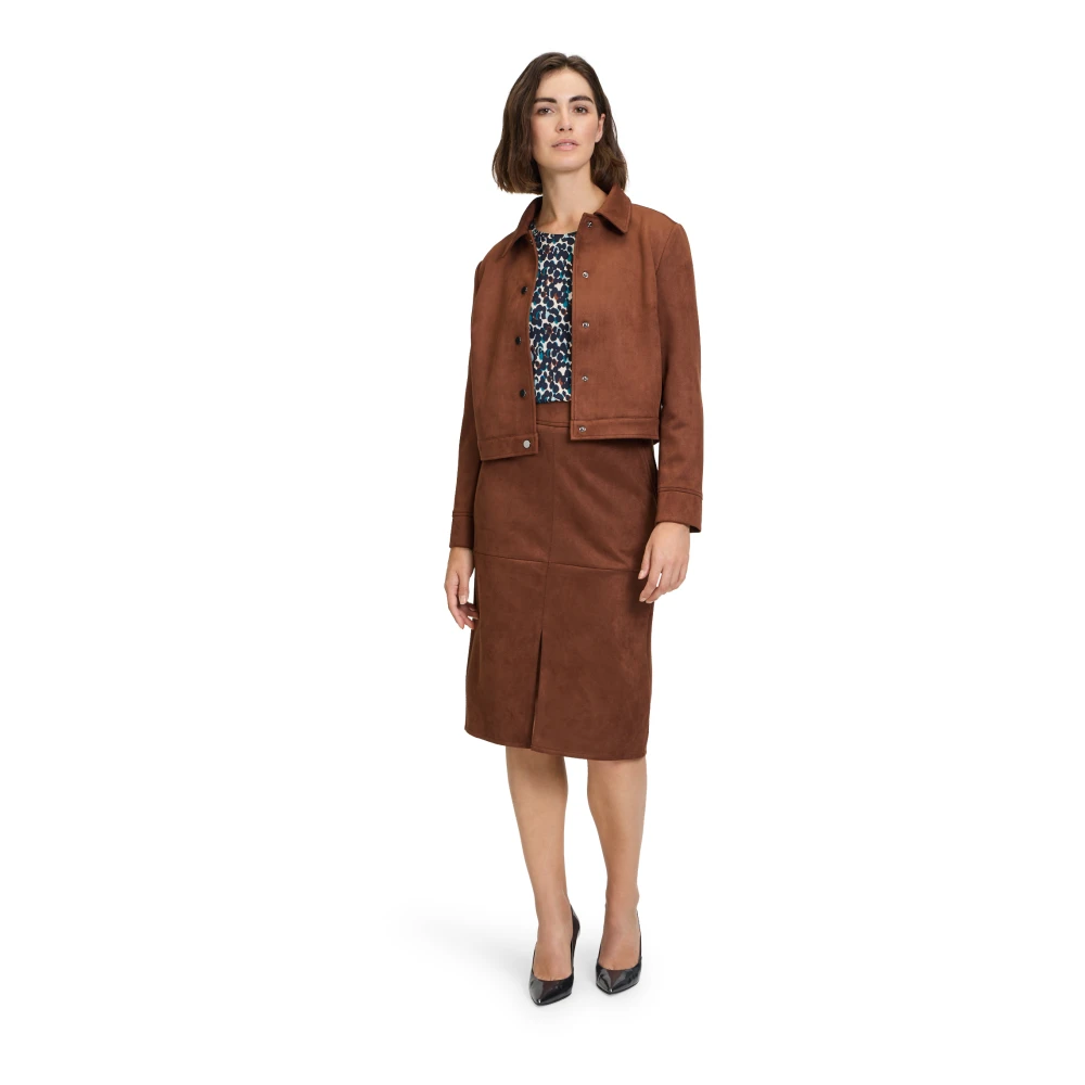 Betty Barclay Imitatieleer Rok Effen Kleur Brown Dames
