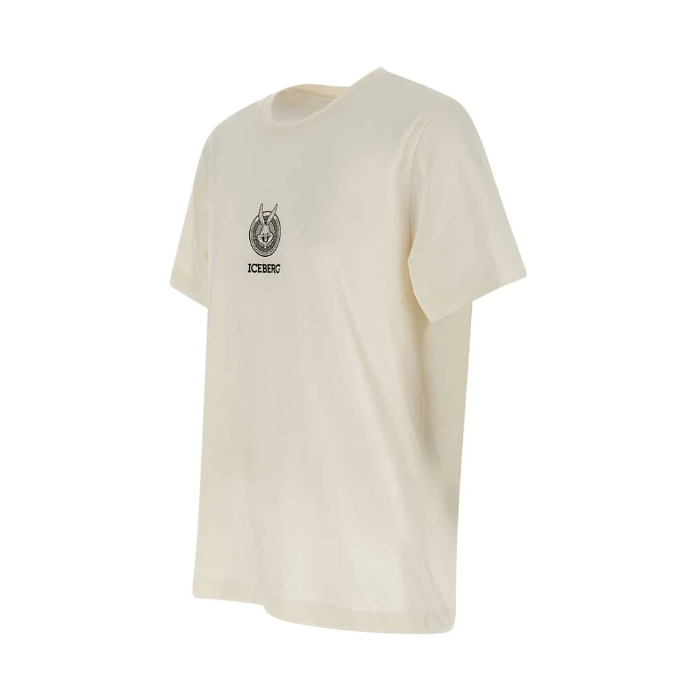 Iceberg Heren Wit Katoenen T-Shirt met Zwart Logo White Heren