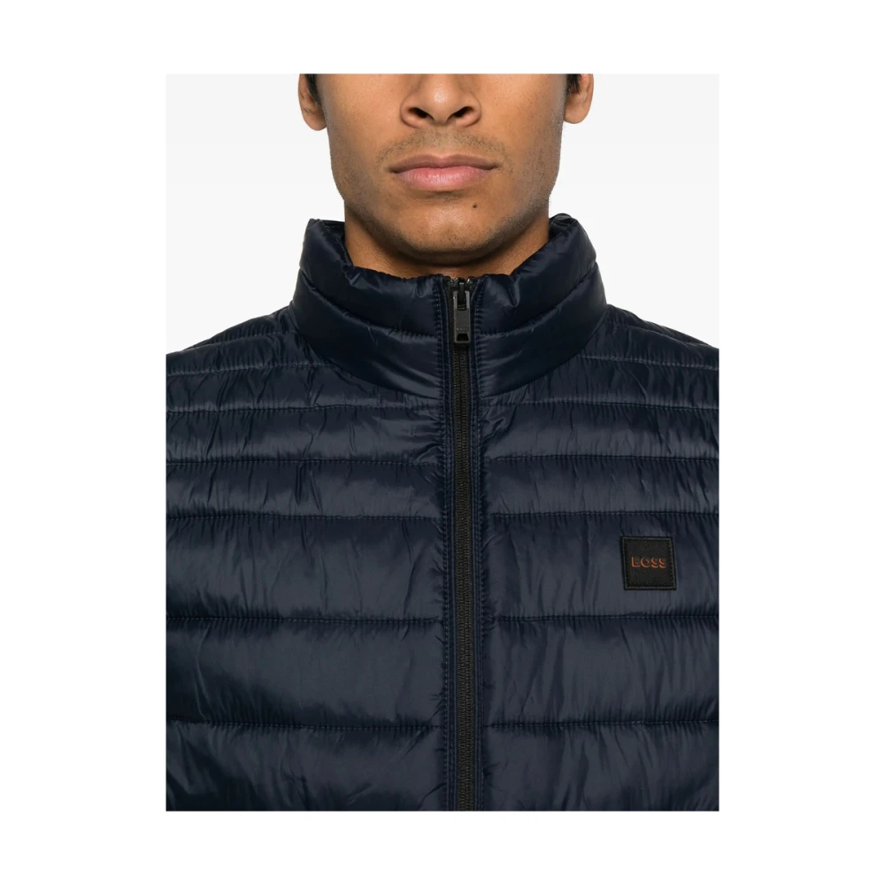 Hugo Boss Midnight Blue Quilted Front Zip Jacket Blue Heren