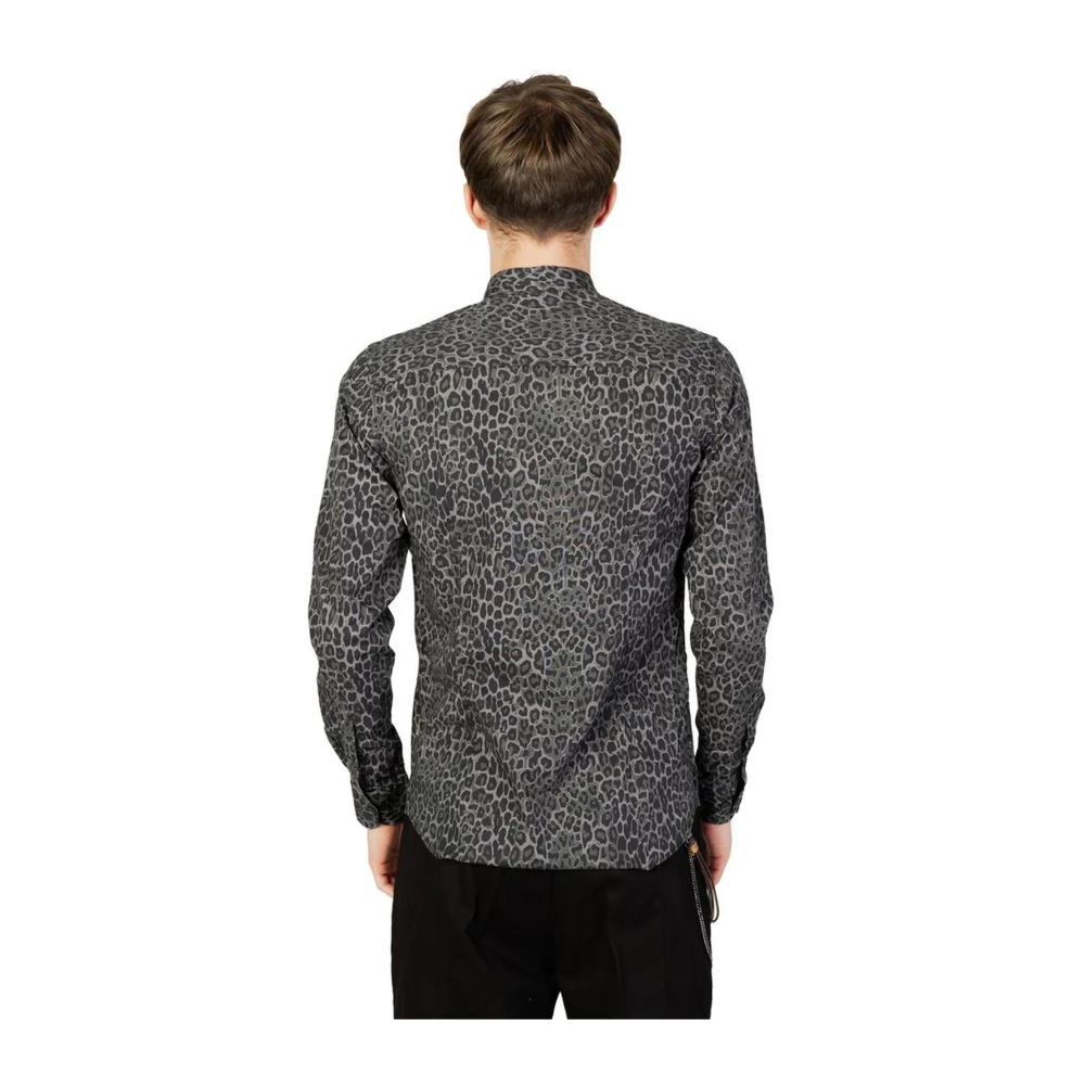 Gianni Lupo Lange mouw katoenmix overhemd Gray Heren