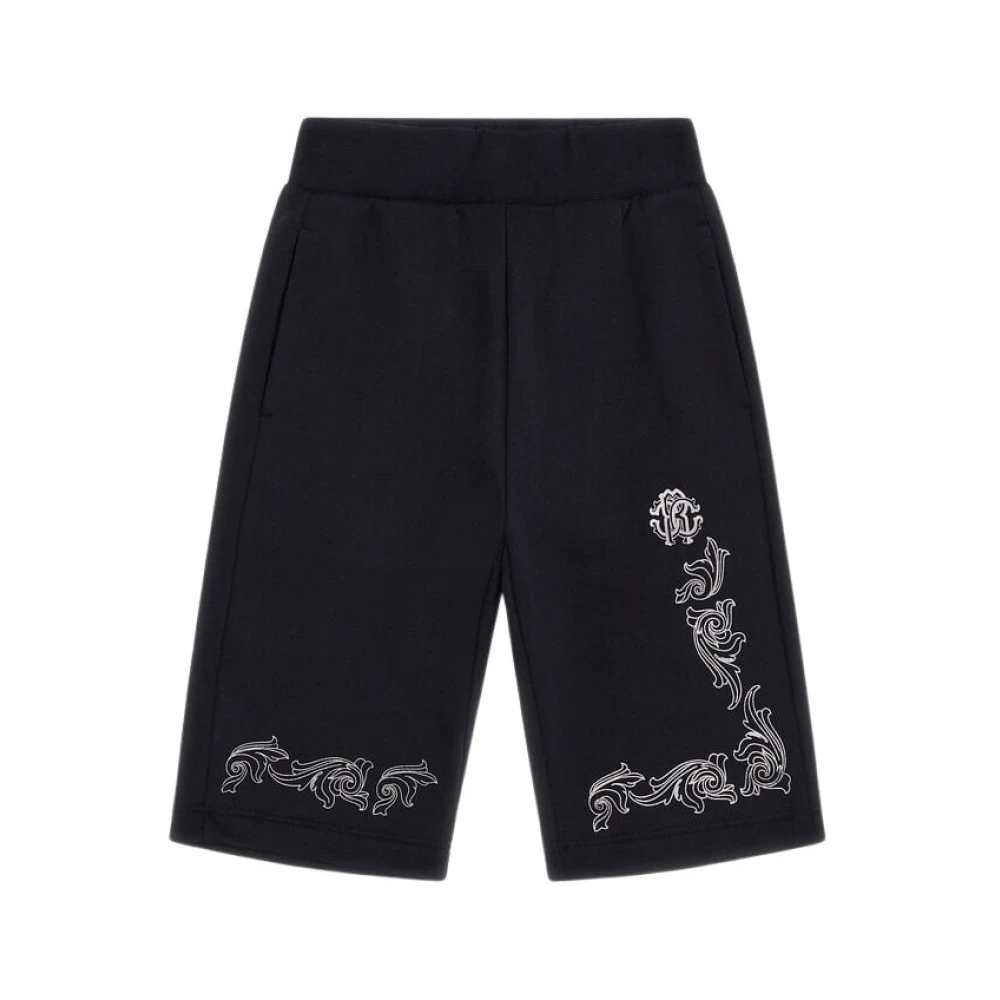 Roberto Cavalli Black Sweatpants, Male, 4 Y, Logo Print Cotton Joggers