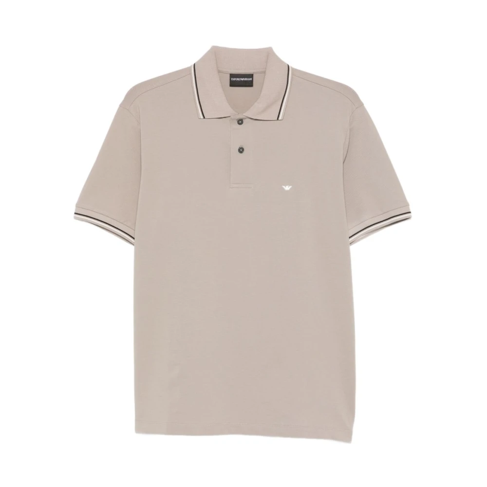 Emporio Armani Herr Grå Toppar L, Bomull, Cotton Jersey Polo Shirt