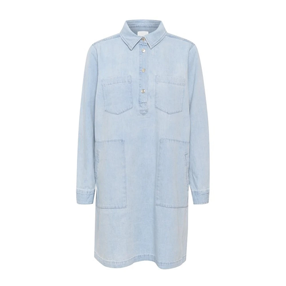 Part Two Blue Denim Dress With Shirt Collar And Pockets - Female - Shirt Dresses - Xs - Dresses