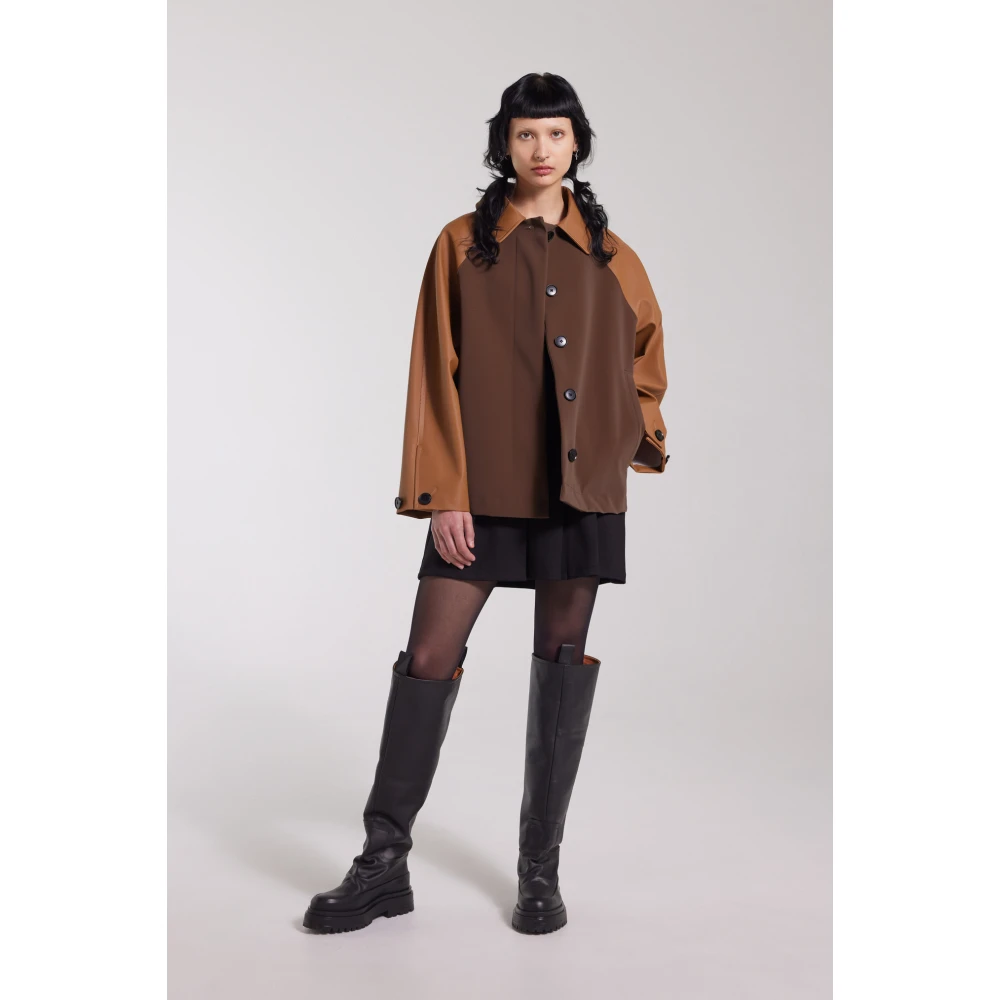 Stutterheim Waterdichte regenjas in varsity-stijl Brown Dames