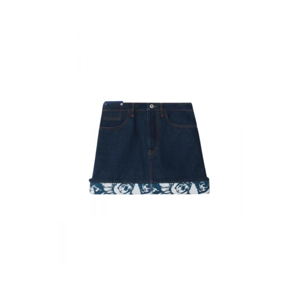 Burberry Dikke Denim Minirok met Rozen Blue Dames