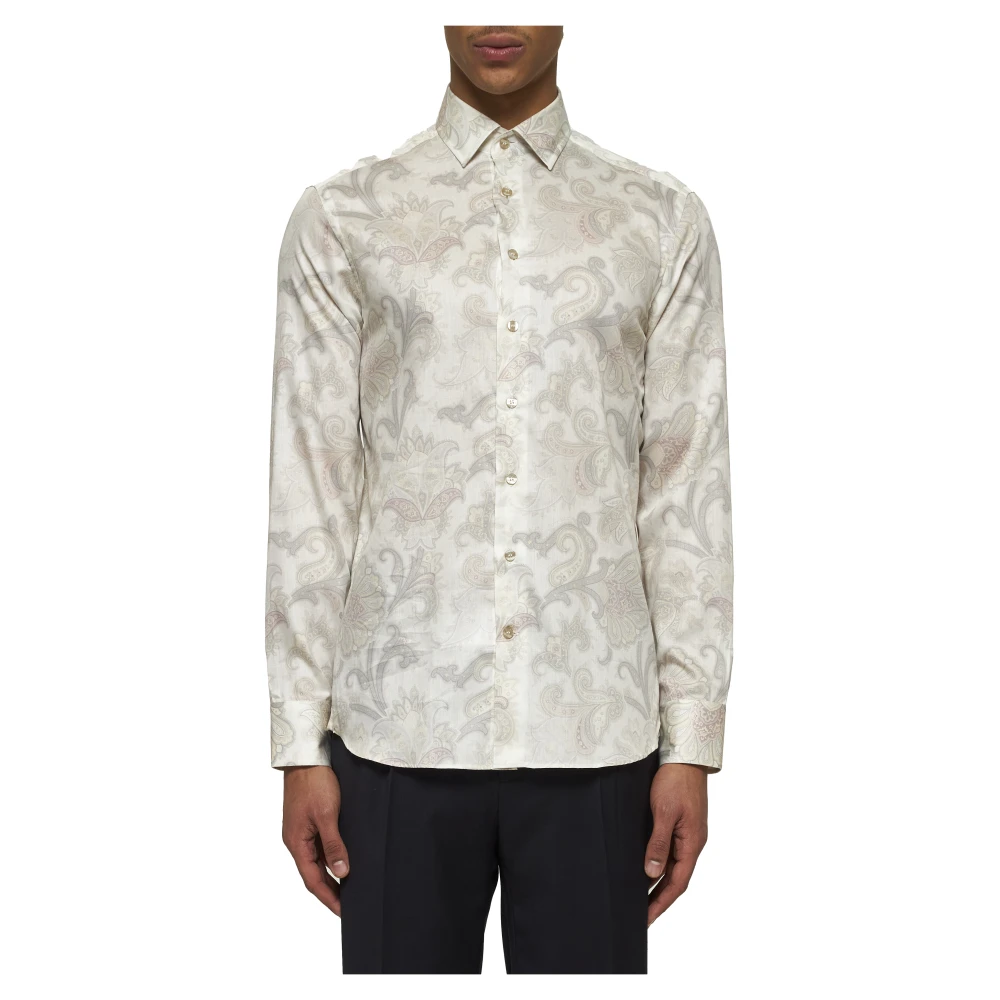 Etro Blommig Paisley Print Skjorta Elfenben Beige, Herr