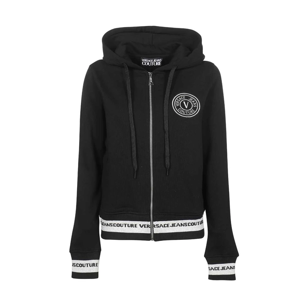 Versace Jeans Couture Broderad Full Zip Hoodie Black, Dam