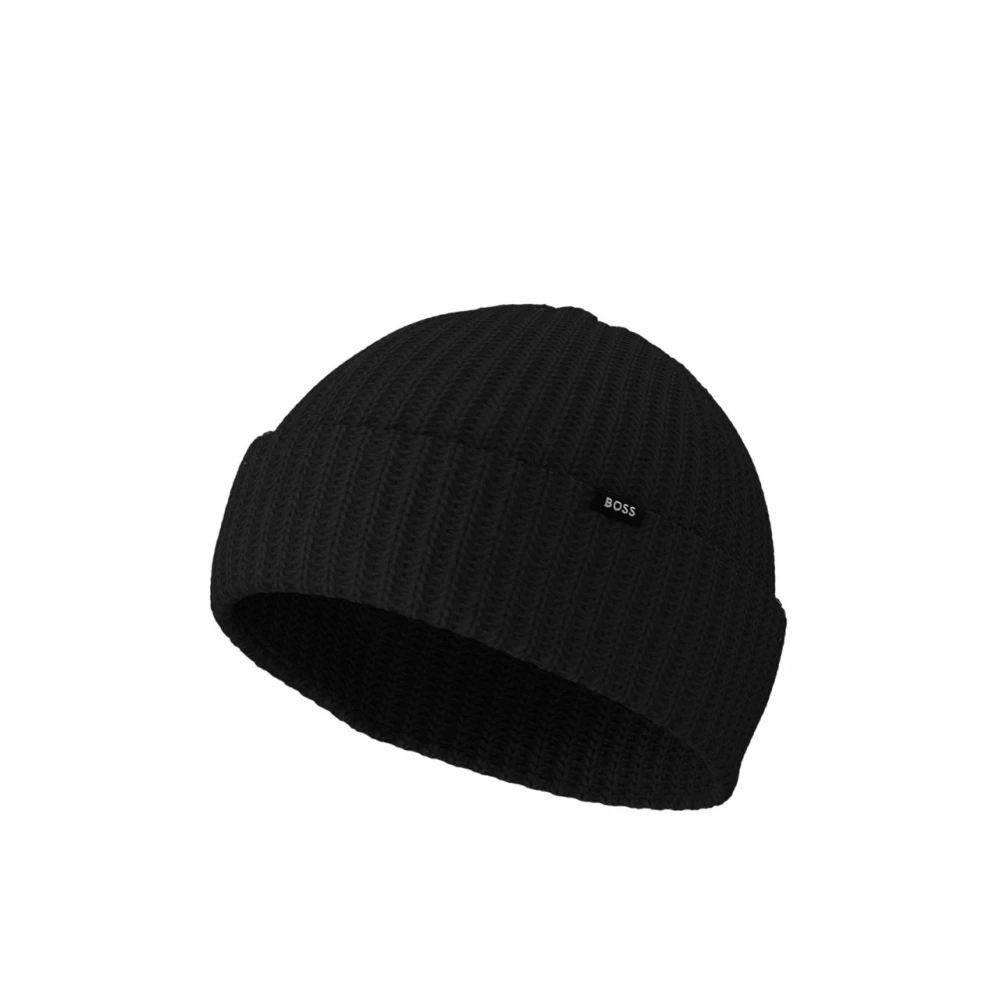Hugo Black Side Logo Cozy Beanie - Unisex - Accessories - One Size - Accessories