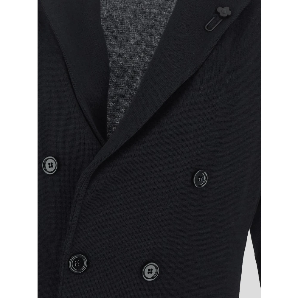 Lardini Dubbel-Breasted Gebreid Jack van Wol Black Heren