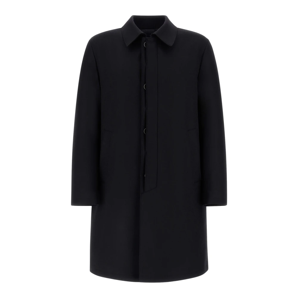 Herno Men's Black Single-Breasted Coats, Xl, Minimalist Winter Coat