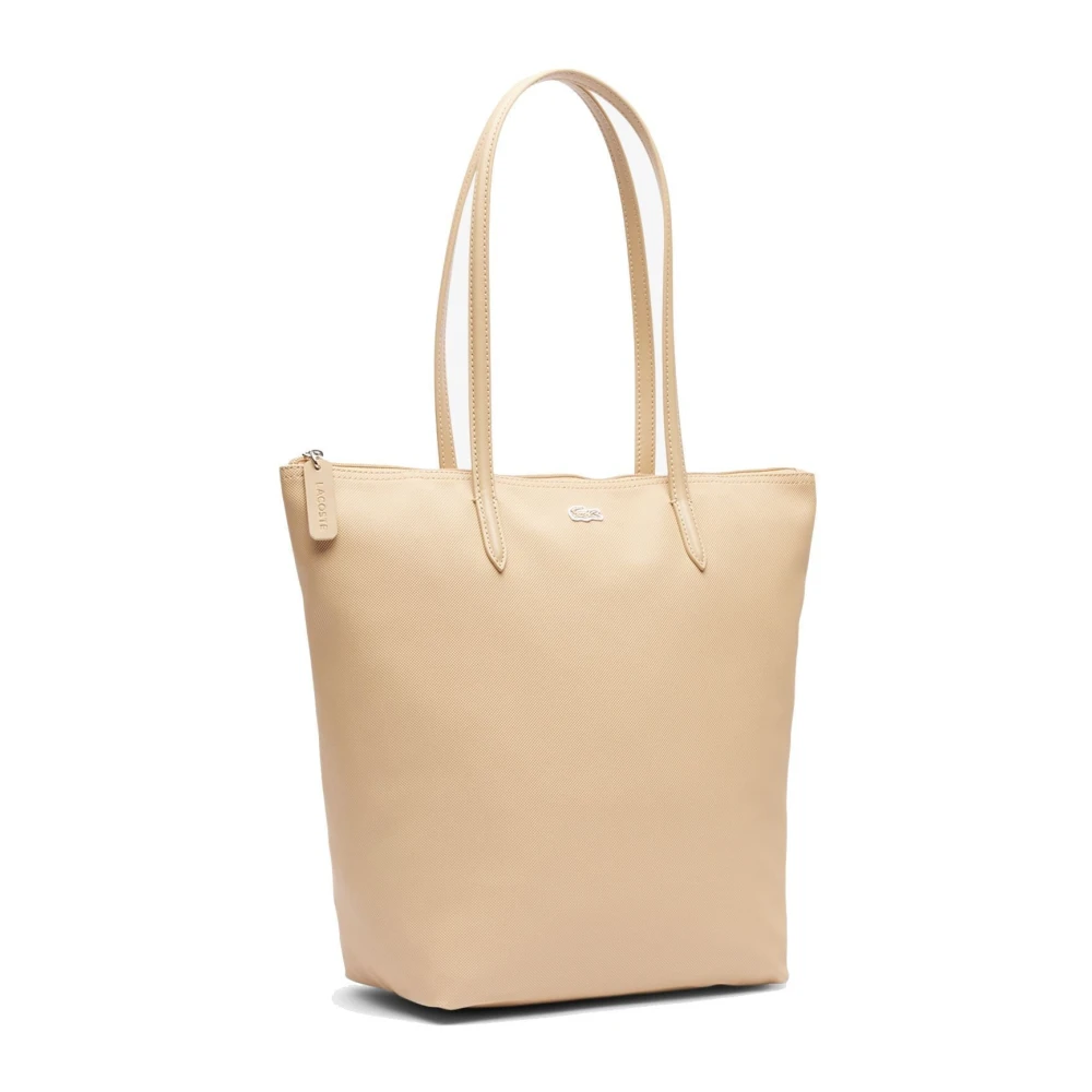 Lacoste Effen Kleur Logo Geborduurde Tas Beige Dames