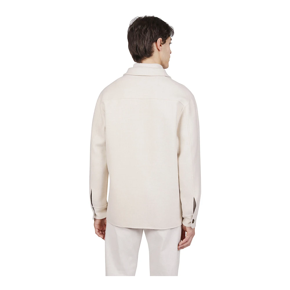 Eleventy Wollen Overshirt Niet Omkeerbaar Beige Heren