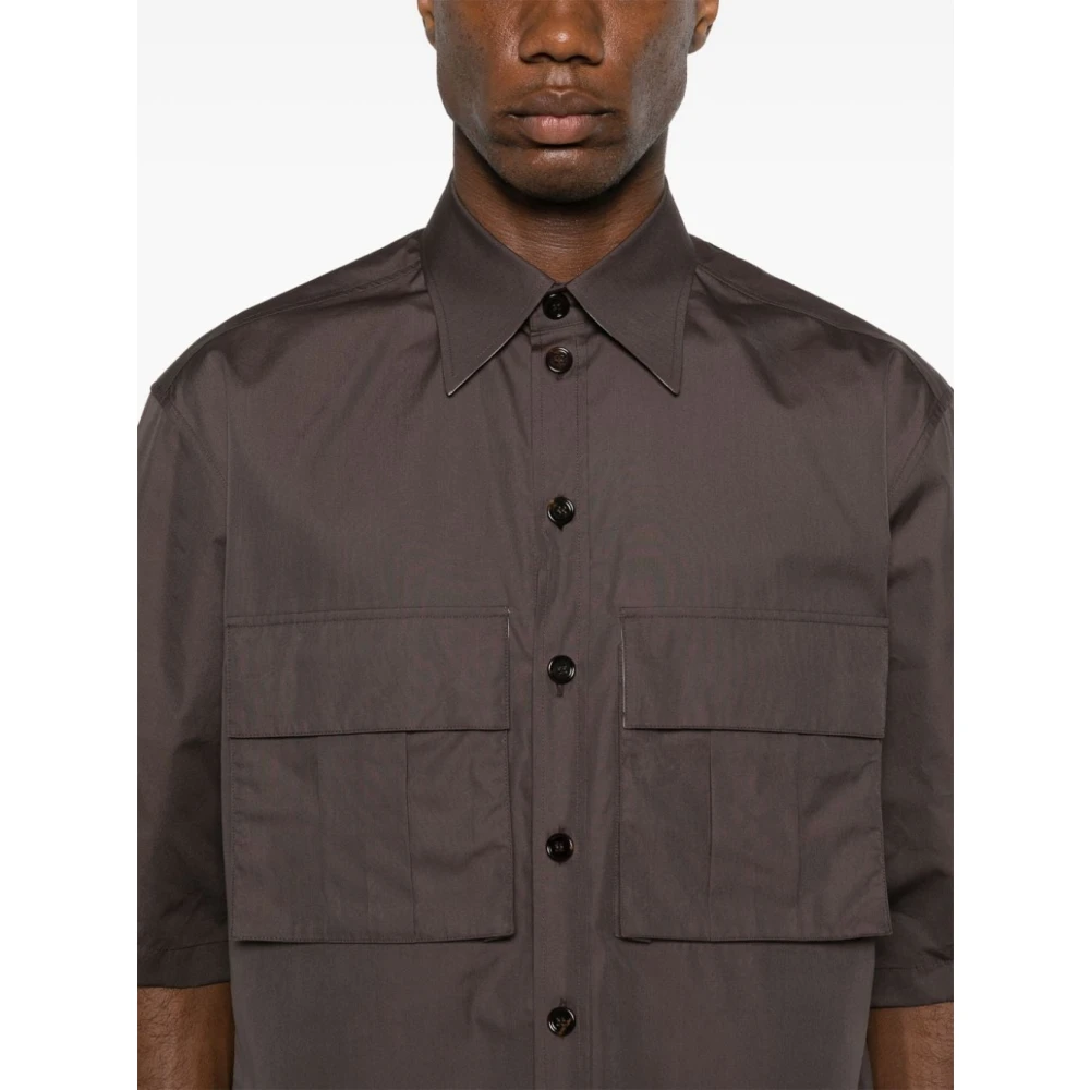 Dolce & Gabbana Hawaii Shirt Bruin Katoen Poplin Brown Heren