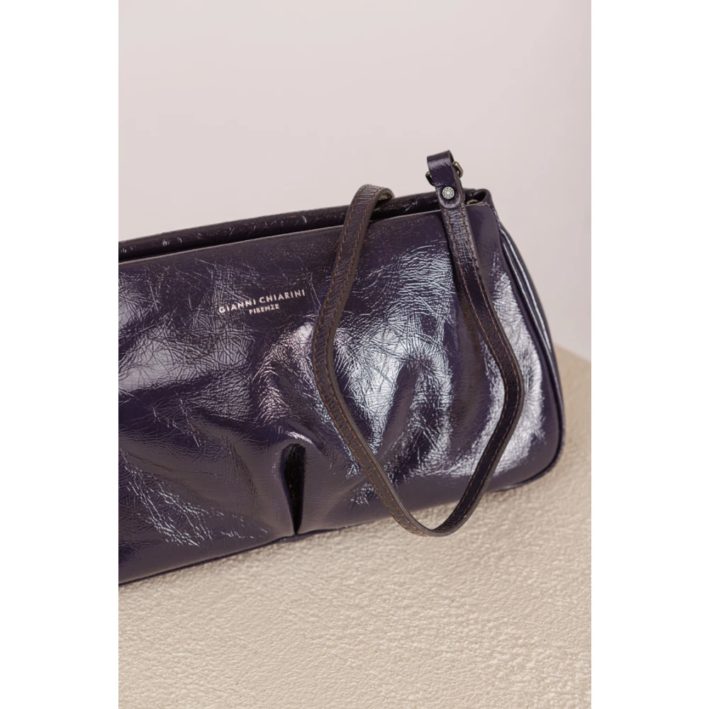 Gianni Chiarini Lakleren Clutch Schoudertas met Ritsvak Purple Dames