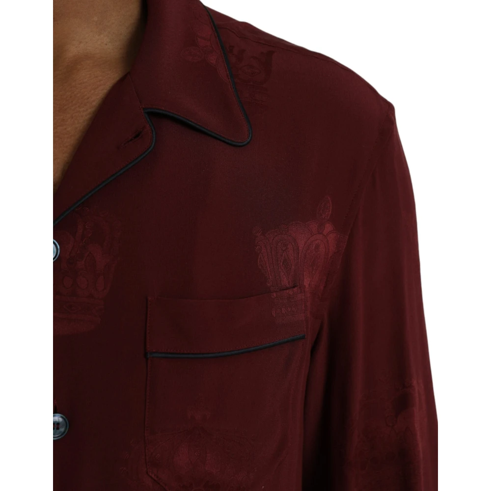 Dolce & Gabbana Zijden kroonjacquard overhemd Brown Heren
