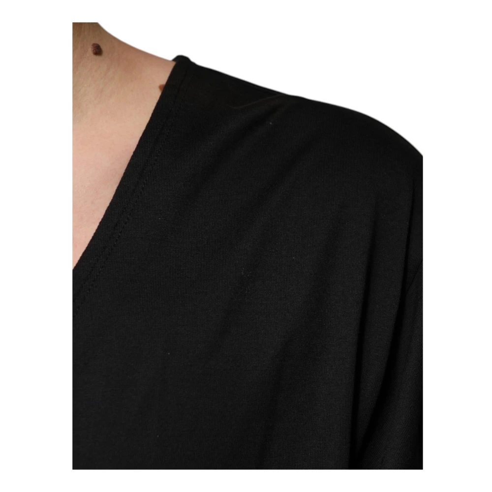 Dolce & Gabbana Zwart Katoenen V-hals T-shirt Black Heren