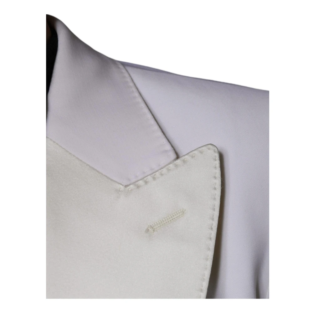 Dolce & Gabbana Off White Wol Blazer Slim Fit White Heren