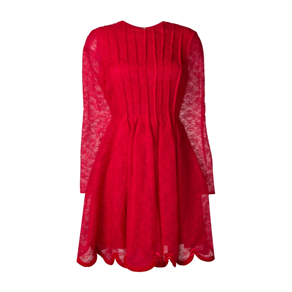 Valentino Women's Red Short Dresses, M, Floral Lace Skater Dress