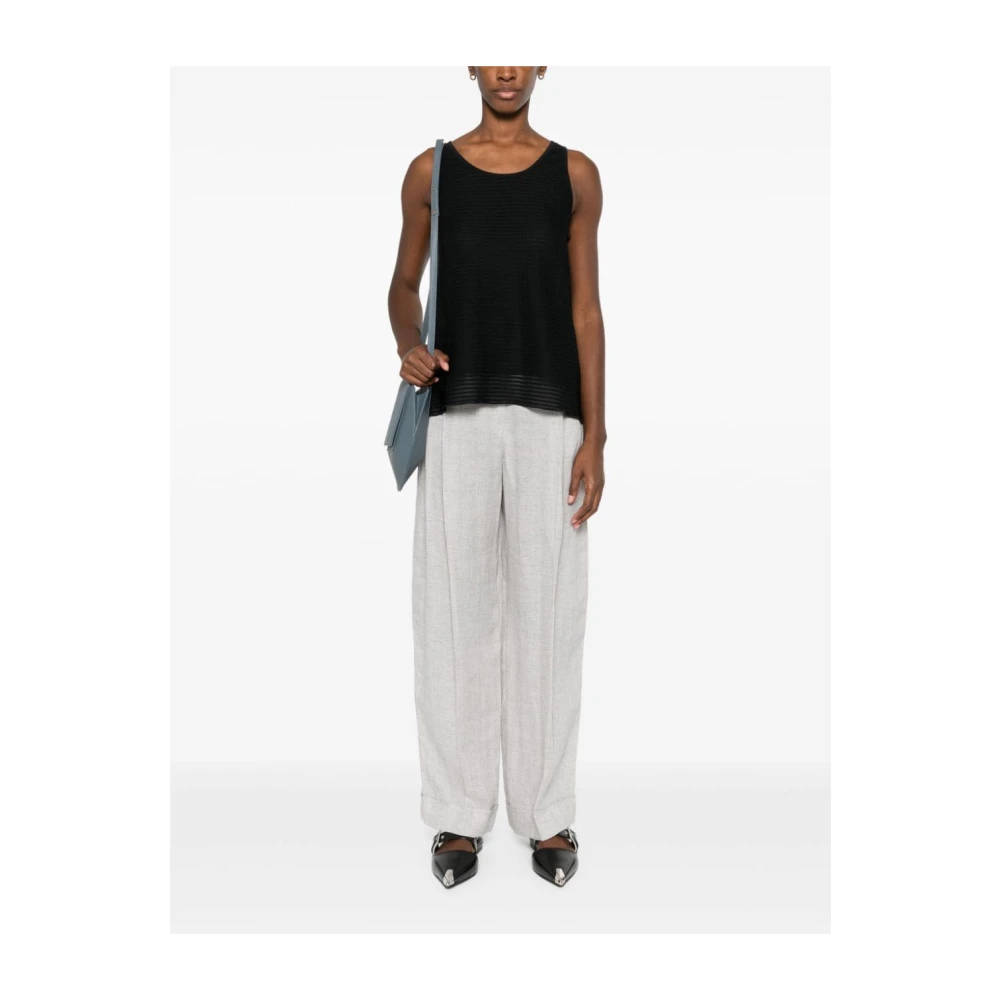 Emporio Armani Grijze Linnen Blend Broek met Dart Detailing Gray Dames