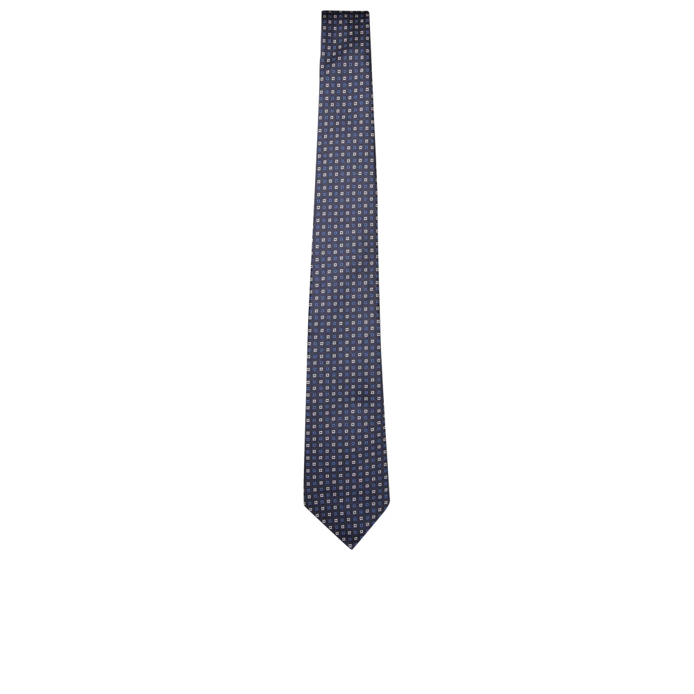 Canali Elegante Zijden Stropdas met Geometrisch Patroon Blue Heren