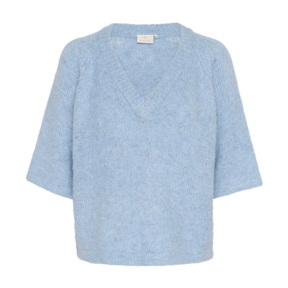 Kaffe Zachte Chambray V-Hals Pullover Trui Blue Dames