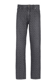 Monogrammierte Jacquard-Denim-Jeans