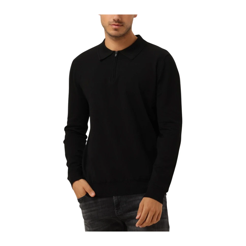 Pure Path Zwarte gebreide polo voor heren Black Heren