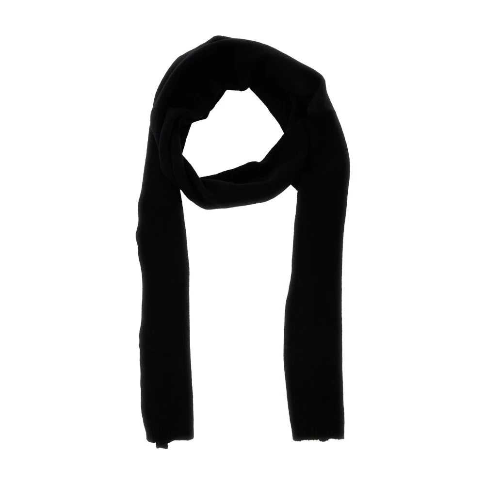 Semicouture Zwart Wollen Sjaal met Geribbelde Rand Black Dames