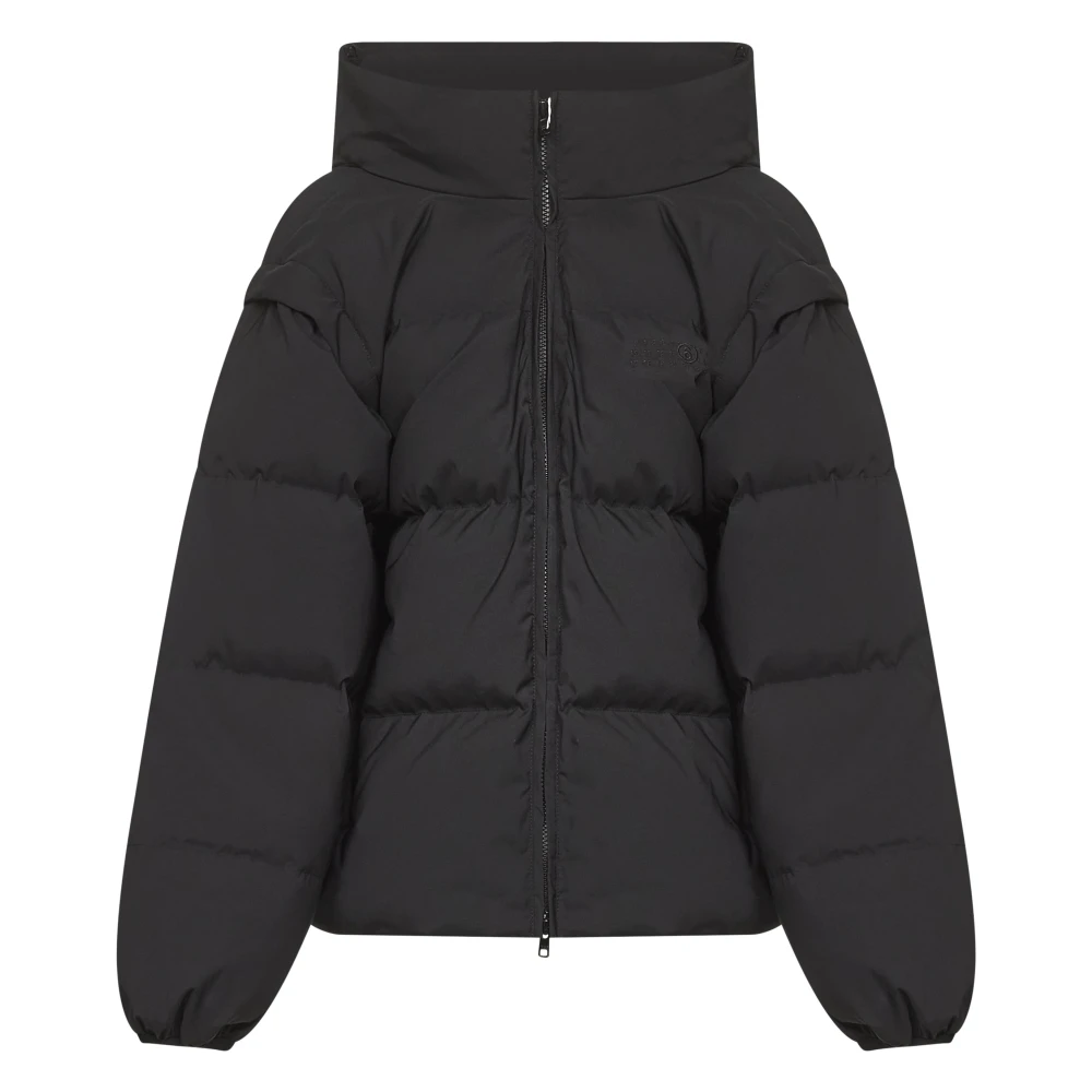 Mm6 Maison Margiela Black Nylon Zip Coat With Detachable Sleeves - Female - Winter Jackets - Xs - Jackets