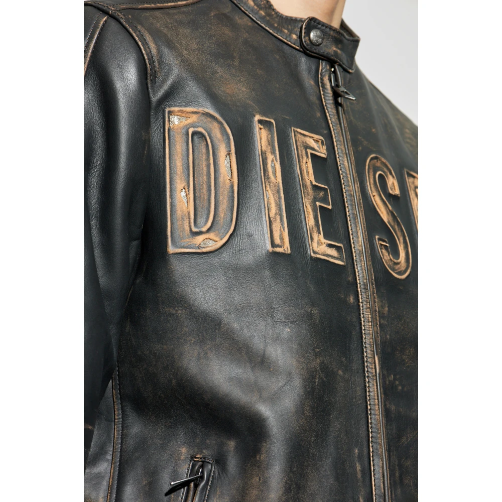 Diesel Leren jas L-Met-A A14269 Black Heren