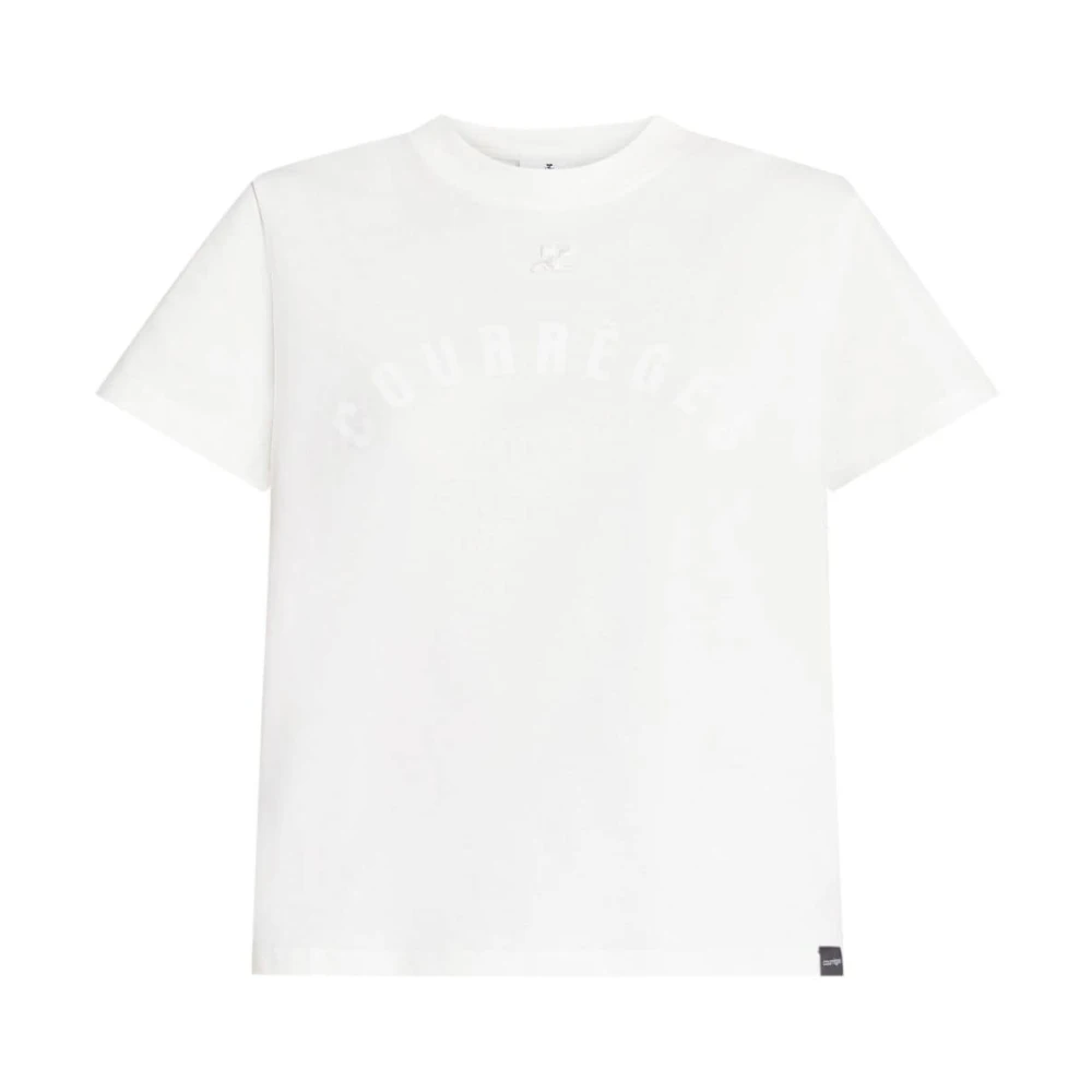 Courrèges Logo Print Cotton T-Shirt White Dames