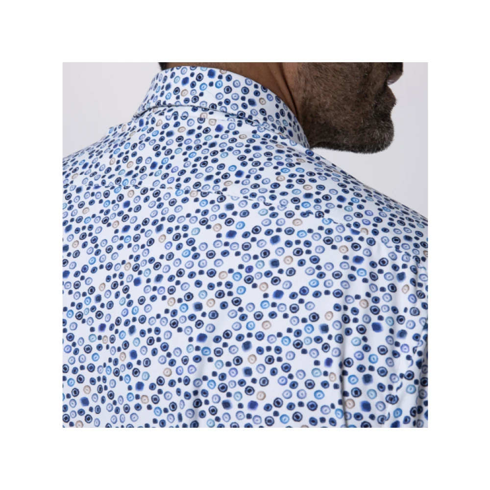 Orian Witte blouse met blauwe stippen Blue Heren