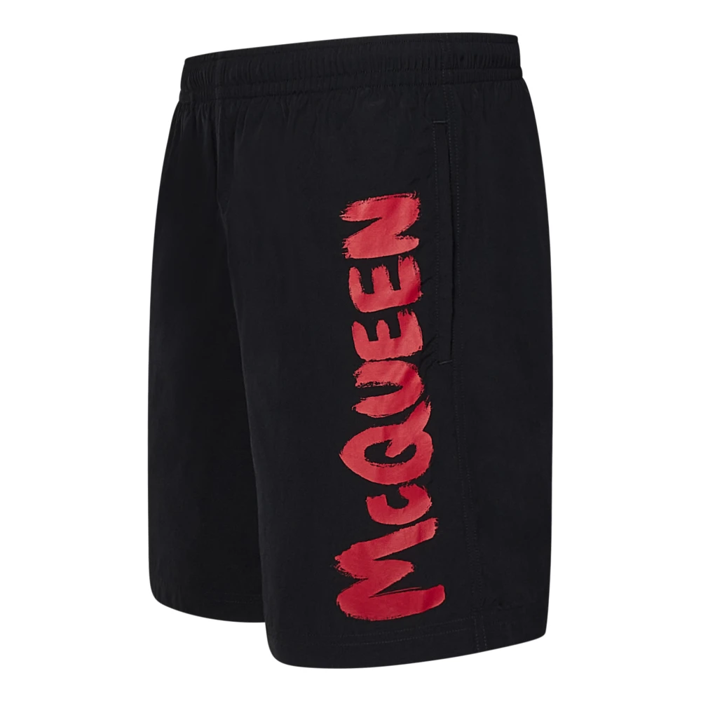 alexander mcqueen Zwarte zwemshorts met rood logo Black Heren
