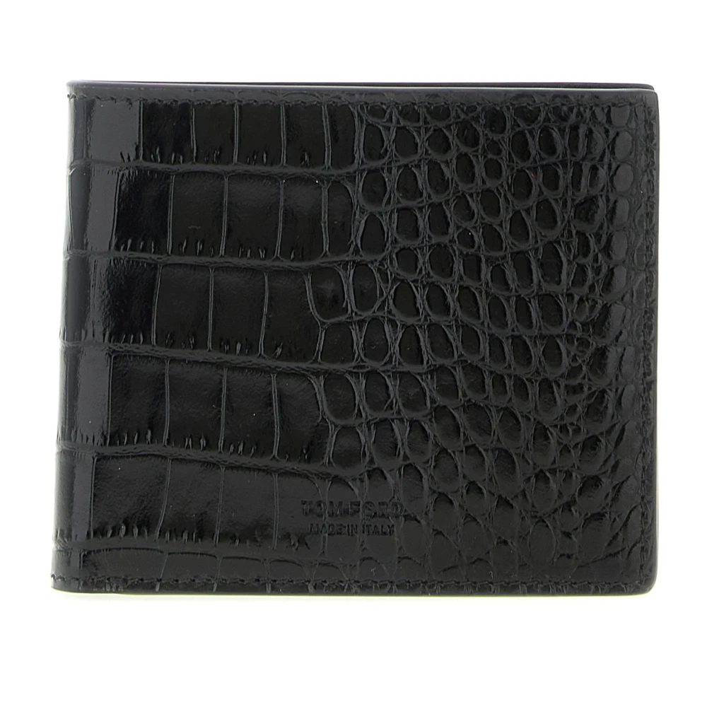 Tom Ford Men's Black Wallets & Cardholders, One Size, Crocodile Bi-Fold Wallet